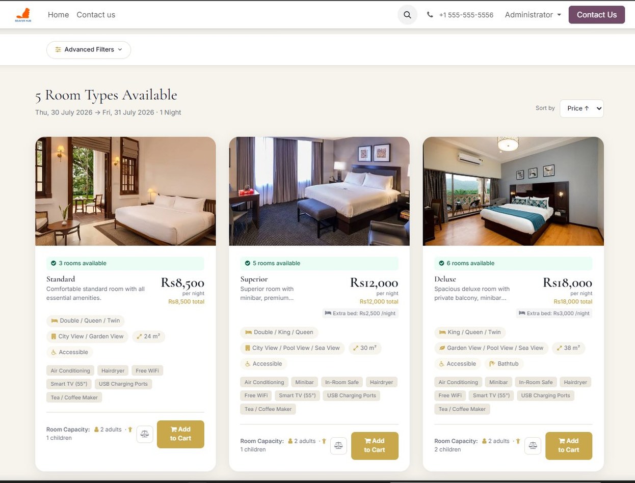 Public booking engine advanced filter panel with room type, nightly rate range, floor and amenity filters.